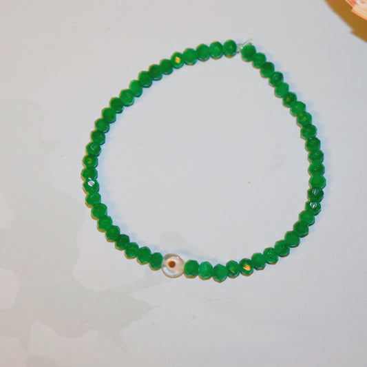 Green & White Evil Eye Bracelet