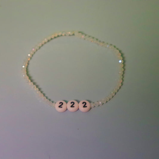 Angel Number 222 White Beaded Bracelet