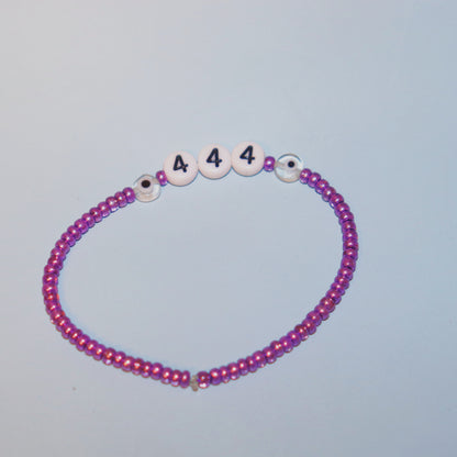 Angel Number 444 Purple Beaded Bracelet